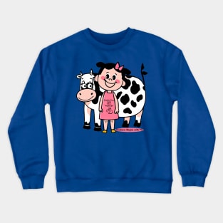 Cruelty Free Vegan Girl And Cow Crewneck Sweatshirt